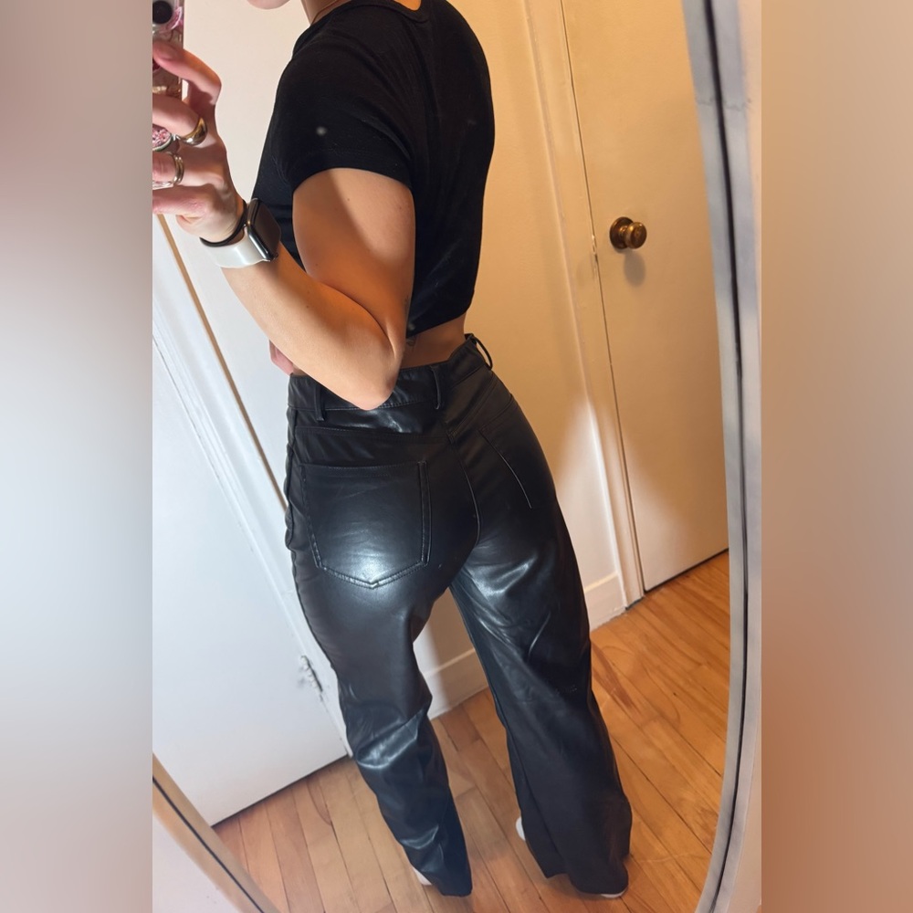 Garage Black Flare Leather Jeans